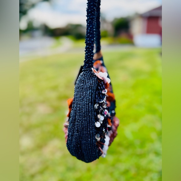 Navy Floral Sequin & Beaded Statement Shoulder Bag – Rare Viral Find ✨ - Picture 3 of 14